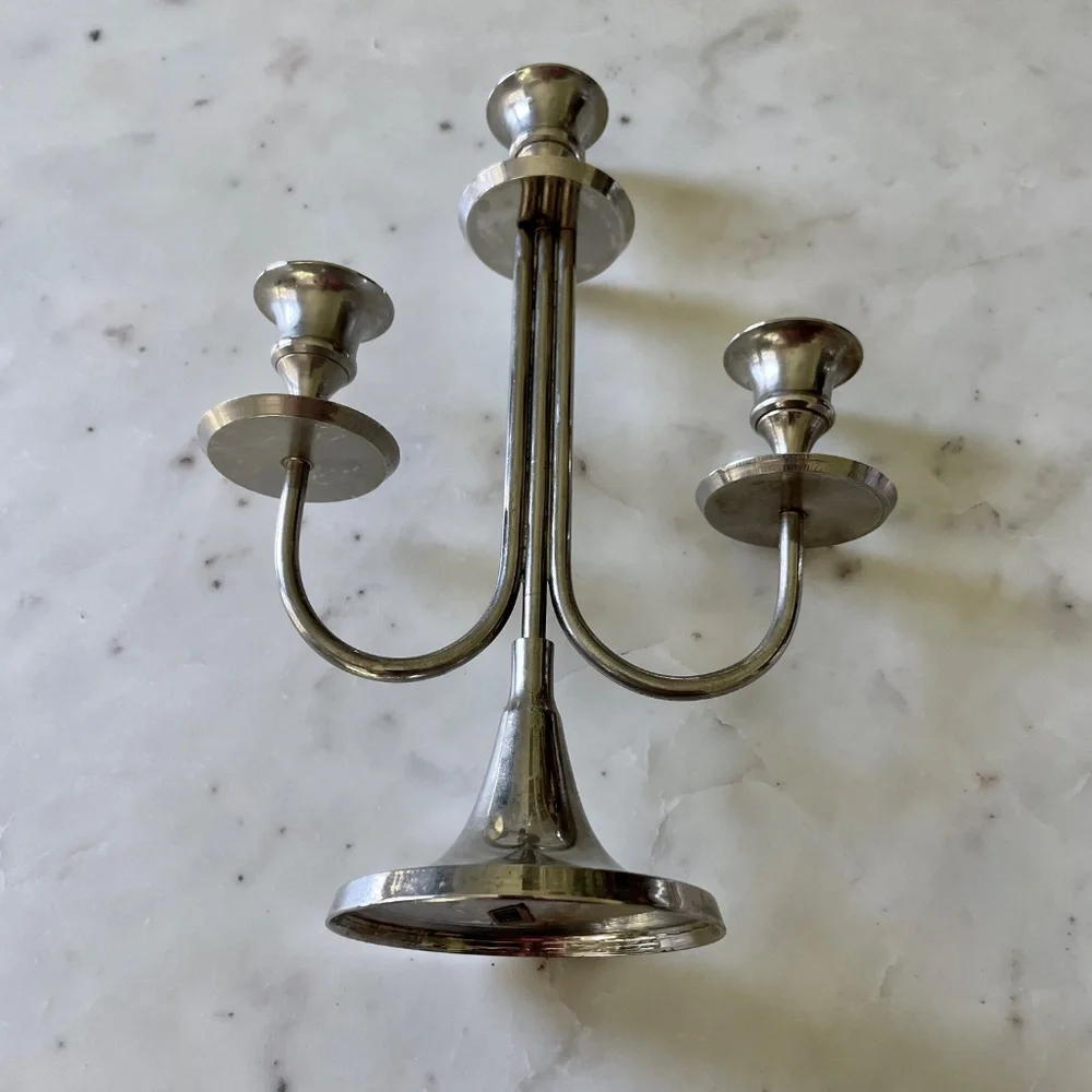 Silver Vintage Mid Century Style Candelabra, Candle Holder